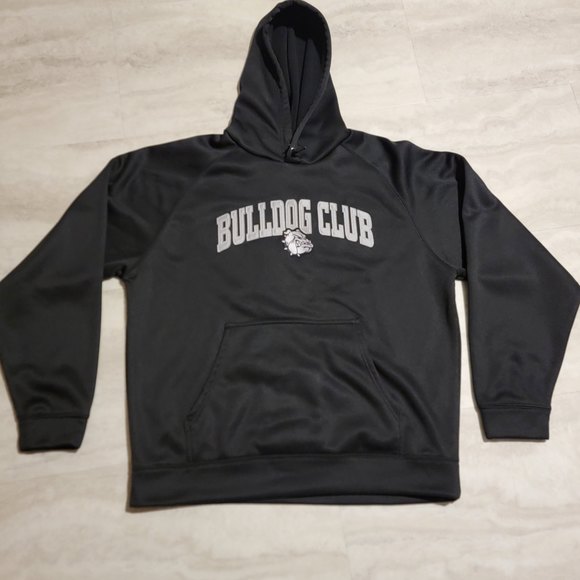 Charles River Apparel Mens Embroidered Bulldog Club Black Hooded Sweater Large - Picture 1 of 7
